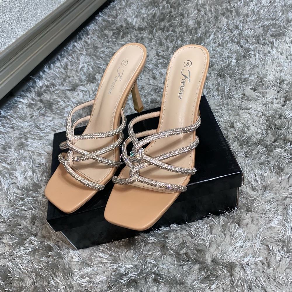 Forever Rhinestone/Sparkly Tan Heels